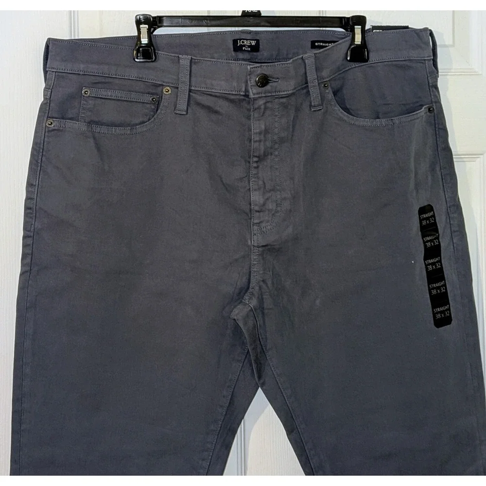 J. Crew Flex Garment Dyed Straight Chinos Pants Mens 38x32 Gray Blue NWT‎ $138